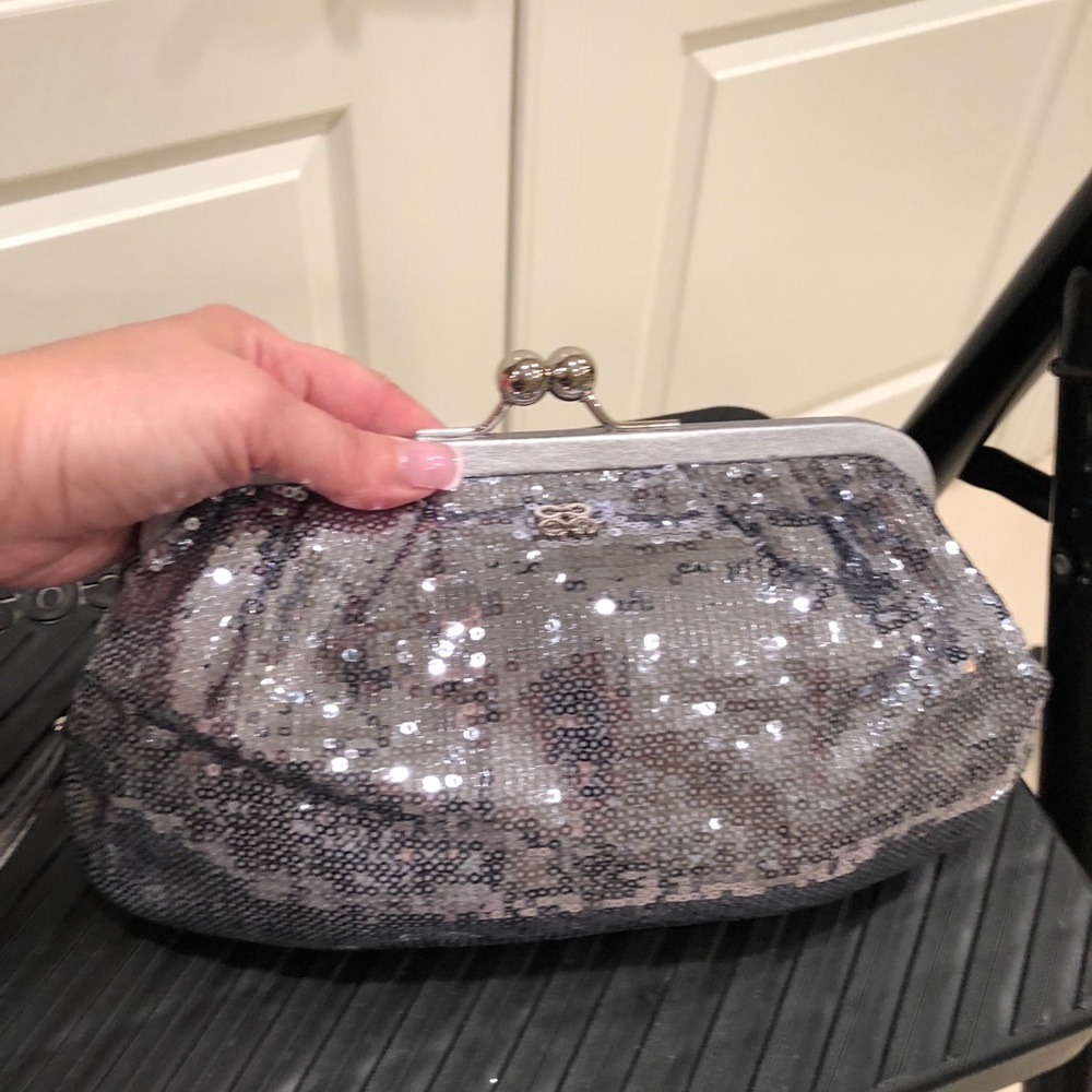 Coach Silver Sequins clutch